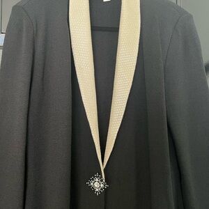 St John Evening knit evening suit coat with sequin collar and broach. Stunning!